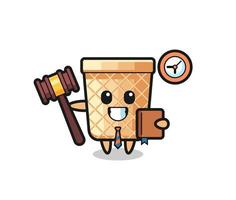 Mascot cartoon of waffle cone as a judge vector