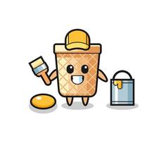 Character Illustration of waffle cone as a painter vector
