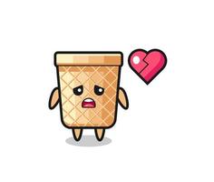 waffle cone cartoon illustration is broken heart vector