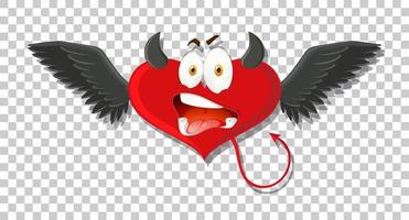 diablo en forma de corazón con expresión facial vector