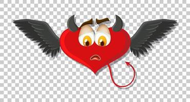 diablo en forma de corazón con expresión facial vector