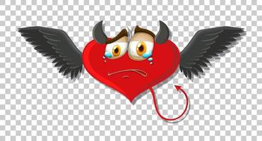 diablo en forma de corazón con expresión facial vector