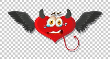 diablo en forma de corazón con expresión facial vector