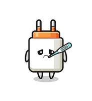 power adapter mascot character with fever condition vector