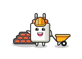 Cartoon character of power adapter as a builder vector