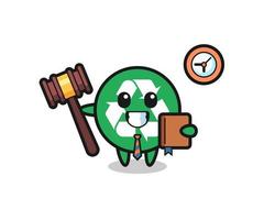 Mascot cartoon of recycling as a judge vector