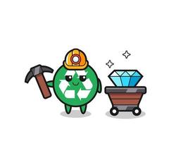 Character Illustration of recycling as a miner vector