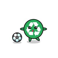 Illustration of recycling cartoon is playing soccer vector