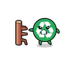 recycling cartoon illustration as a karate fighter vector