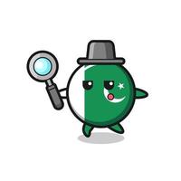 pakistan flag cartoon character searching with a magnifying glass vector