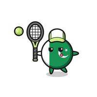 Cartoon character of pakistan flag as a tennis player vector