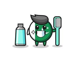 Mascot Illustration of pakistan flag with a toothbrush vector