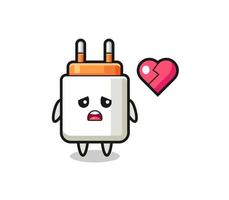 power adapter cartoon illustration is broken heart vector