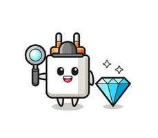 Illustration of power adapter character with a diamond vector