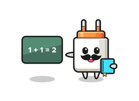 Illustration of power adapter character as a teacher vector