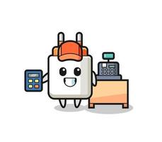 Illustration of power adapter character as a cashier vector