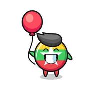 myanmar flag badge mascot illustration is playing balloon vector
