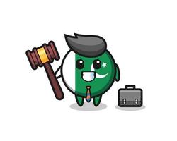 Illustration of pakistan flag mascot as a lawyer vector