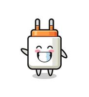 power adapter cartoon character doing wave hand gesture vector