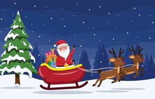 Santa Claus and the Reindeer Background vector