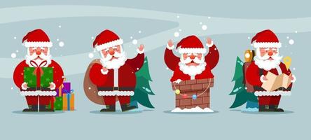 Set of Santa Cute Claus Characters vector
