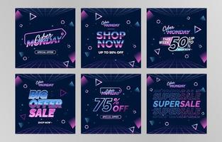 Oferta especial de Cyber Monday en color neón retro vector