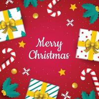 Merry Christmas Background with Gift Elements vector