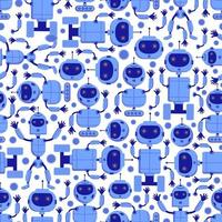 Grey modern cute Robotic seamless pattern vector