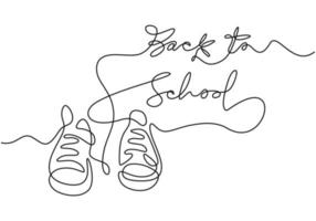 Continuous one line drawing of back to school handwritten words vector