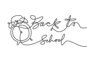 Continuous one line drawing of back to school handwritten words vector