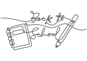 Continuous one line drawing of back to school handwritten words vector