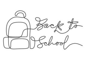 Continuous one line drawing of back to school handwritten words vector