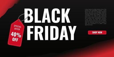 Black friday sale banner layout design for website or landing page vector