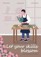 Floristry workshop poster flat vector template