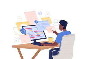Programmer semi flat color vector character