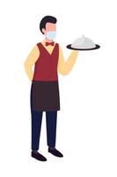 Waiter semi flat color vector character