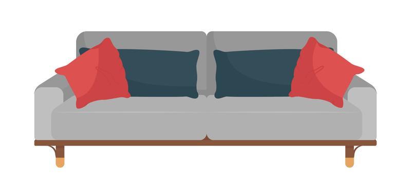 Modern sofa for living room semi flat color vector object