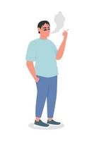 Man smoking cigarette semi flat color vector character