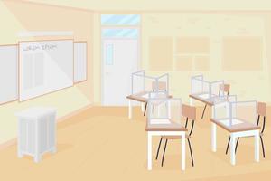 Empty class at school flat color vector illustration