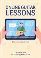 Online guitar lessons poster flat vector template