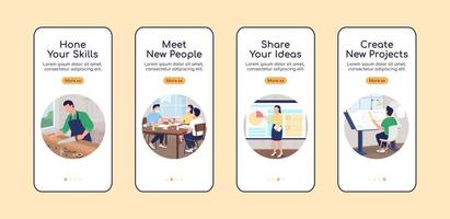 Profesisonal workshop onboarding mobile app screen flat vector template