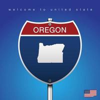 firmar la carretera de estilo americano oregon y mapa vector