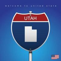 firmar la carretera de estilo americano utah y mapa vector