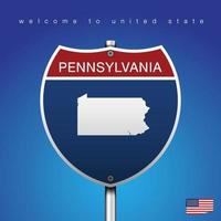 Sign Road America Style Pennsylvania and map vector