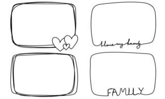 Doodle frames hand drawn Line hearts I love my family text collection vector