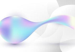 Abstract 3D dynamic fluid wave holographic gradient white background vector