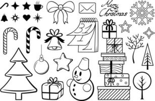 Christmas vector decorations. Group of black Christmas design elements. Greetings ornament elements for your design projects.