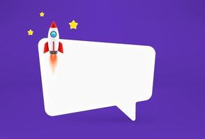 Blank speech balloon with rocket. Quote layout vector