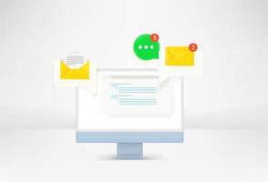 Modern computer with web applications notifications vector