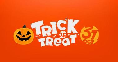 Trick or treat vector banner with inscription and pumpkin